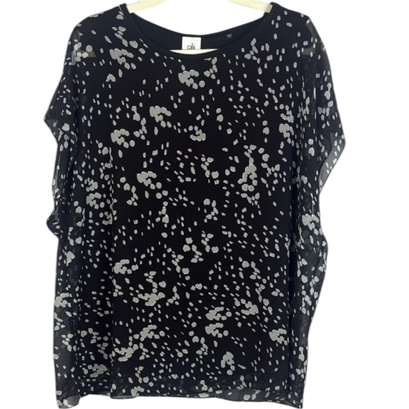 CAbi Cosmos Night Sky Black and Gray Short Sleeve Blouse Size XL - Picture 1 of 12